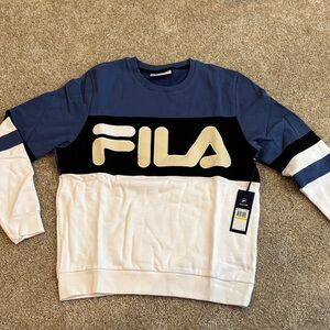 Fila Men's Blue and White Crewneck